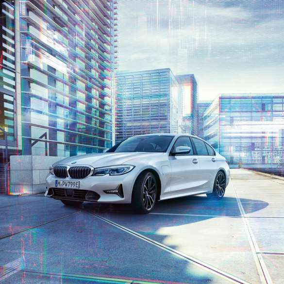 BMW 3er Limousine, Innenraum. Nahaufnahme des Fahrerraums im Innenraum der BMW 3er Limousine.