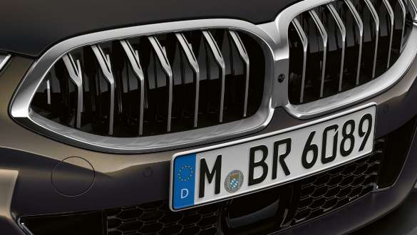 BMW M850i xDrive Dravitgrau metallic, Front, Active Air Stream Niere. BMW M850i xDrive Dravitgrau metallic, Front, Active Air Stream Niere.