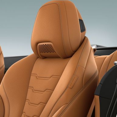 BMW M850i xDrive, Multifunktionssitz mit Nackenwärmer, Leder ‘Merino’ Cognac. BMW M850i xDrive, Multifunktionssitz mit Nackenwärmer, Leder ‘Merino’ Cognac.
