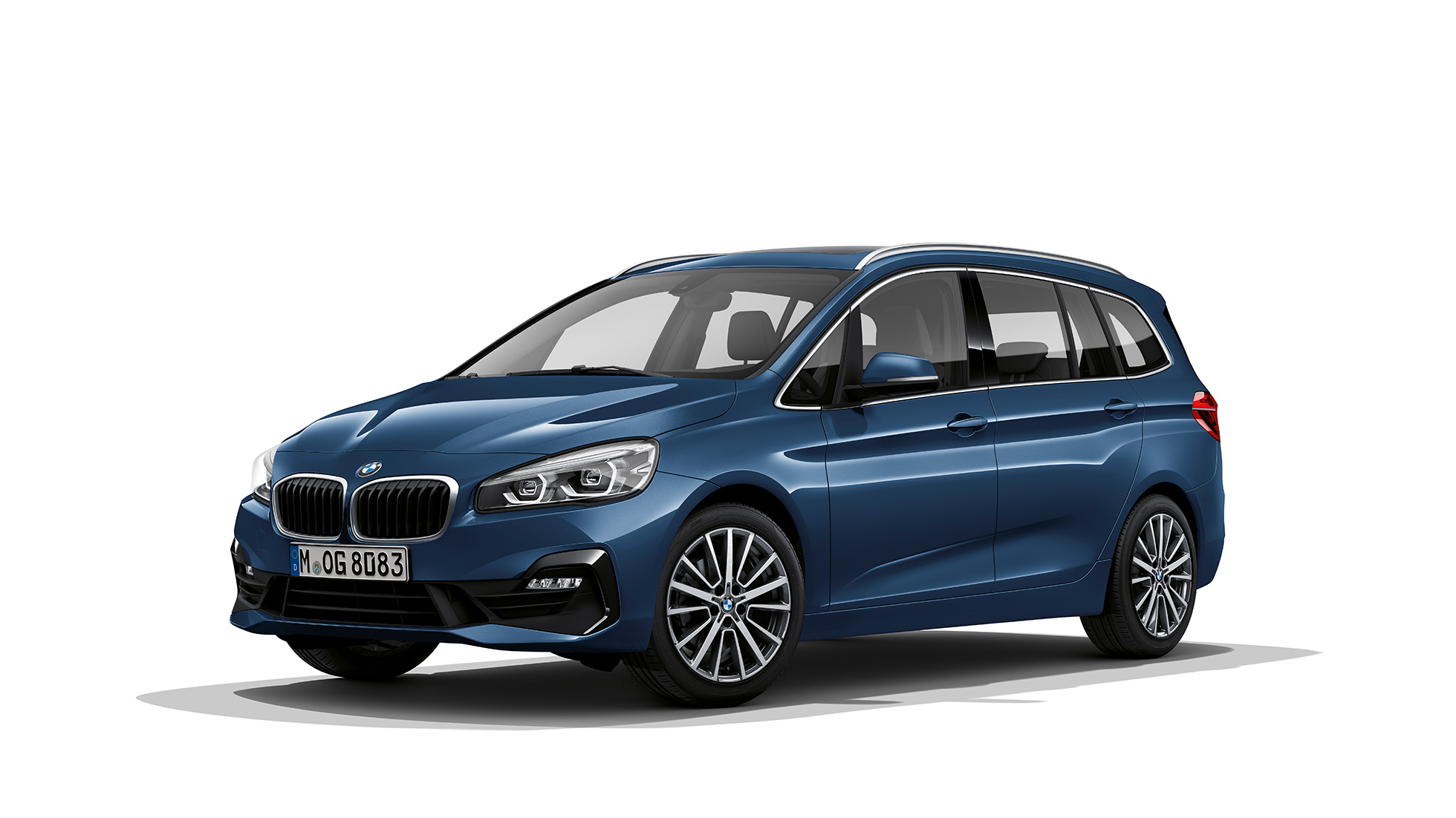 Dreiviertel-Frontansicht BMW 2er Gran Tourer Modell Advantage F46 BMW 2er Gran Tourer 218i Modell Advantage F46 Facelift 2018 Phytonicblau Dreiviertel-Frontansicht