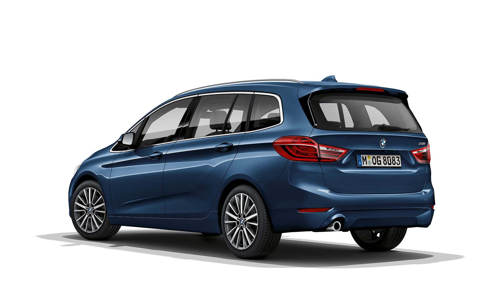 Dreiviertel-Heckansicht BMW 2er Gran Tourer Modell Advantage F46 BMW 2er Gran Tourer 218i Modell Advantage F46 Facelift 2018 Phytonicblau Dreiviertel-Heckansicht