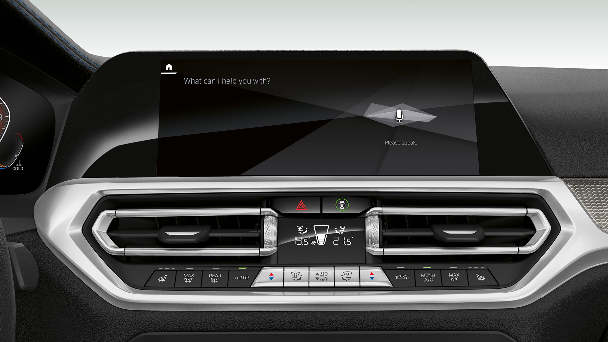 Control Display der BMW 3er Limousine (G20) mit BMW Intelligent Personal Assistant Nahaufnahme des Control Displays der BMW 3er Limousine (G20) mit BMW Intelligent Personal Assistant