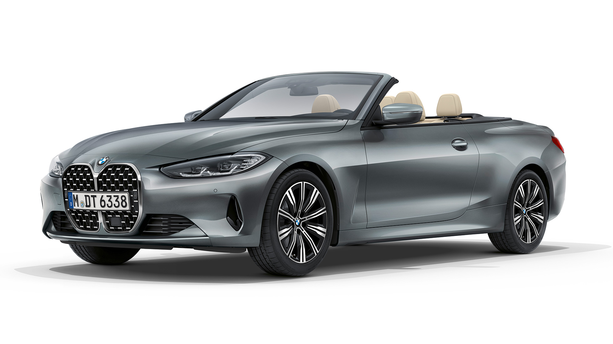 Front BMW 4er Cabrio Basisausstattung G23 2020 BMW 4er Cabrio G23 2020 Basisausstattung Bluestone metallic Dreiviertel-Frontansicht