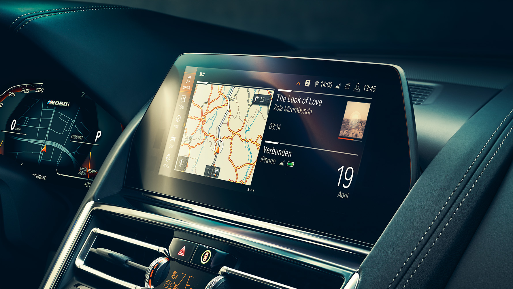 BMW 8er Coupé, BMW Live Cockpit Professional Innenraum des BMW 8er Coupé mit Control Display und BMW Live Cockpit Professional.