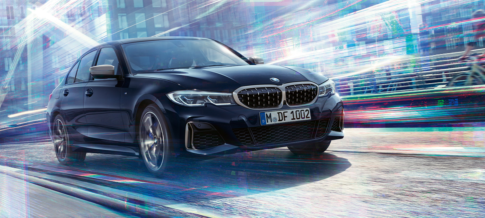 Design Fahrdynamik BMW M340i xDrive Limousine Design Fahrdynamik BMW M340i xDrive Limousine G20 Saphirschwarz metallic Dreiviertel-Frontansicht
