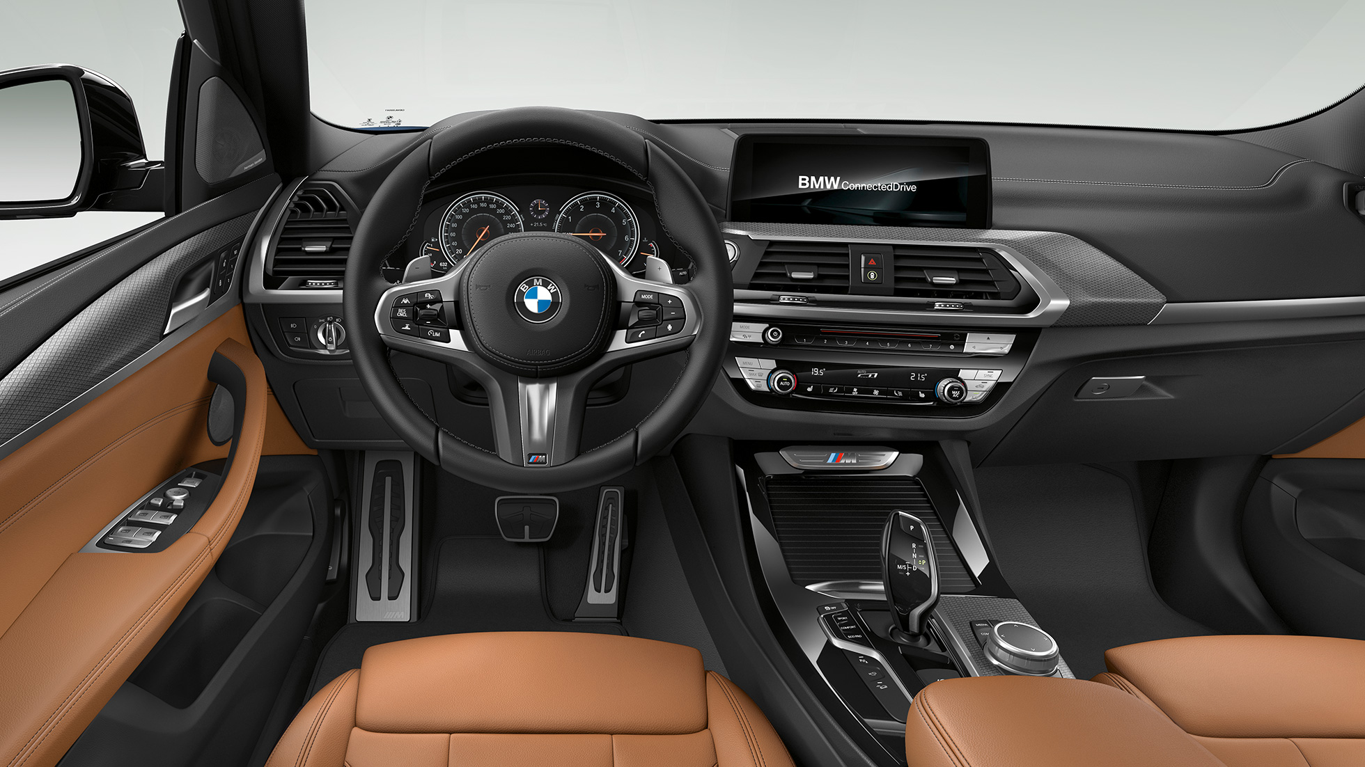 BMW X3 M40i und BMW X3 M40d, Interieur, Cockpit mit M Lederlenkrad und M Sportsitzen. BMW X3 M40i und BMW X3 M40d, Cockpit.