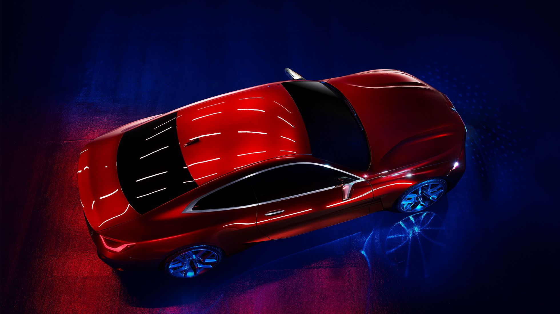 Aufregende Lackierung Forbidden Red BMW Concept 4 Aufregende Lackierung Forbidden Red BMW Concept 4 Exterieur-Design Vogelperspektive