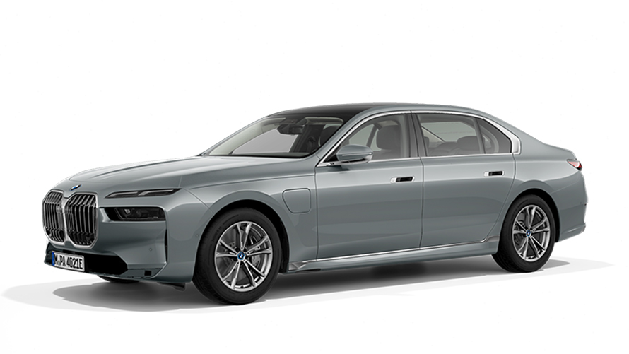 BMW 750e xDrive Limousine PHEV-Modell Dreiviertel-Frontansicht BMW 750e xDrive Limousine PHEV-Modell Studioaufnahme Dreiviertel-Frontansicht