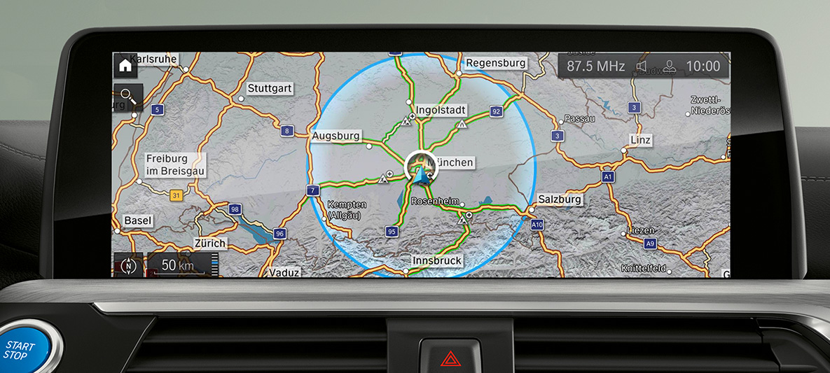 BMW Maps Connected Charging BMW Maps Connected Charging elektrische Reichweite Visualisierung im Control Display