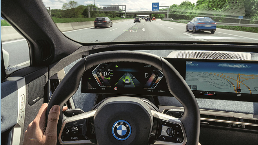 Autobahnansicht aus einem BMW Autobahnansicht aus einem BMW vom Fahrerplatz