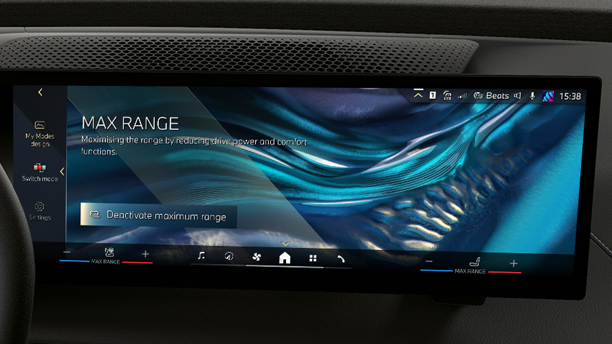 Max Range auf dem Central Information Display Remote Software Upgrade Max Range auf dem Central Information Display