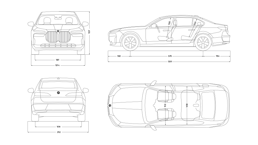 Maßzeichnung BMW 7 Protection G73 Maßzeichnung BMW 7 Protection G73