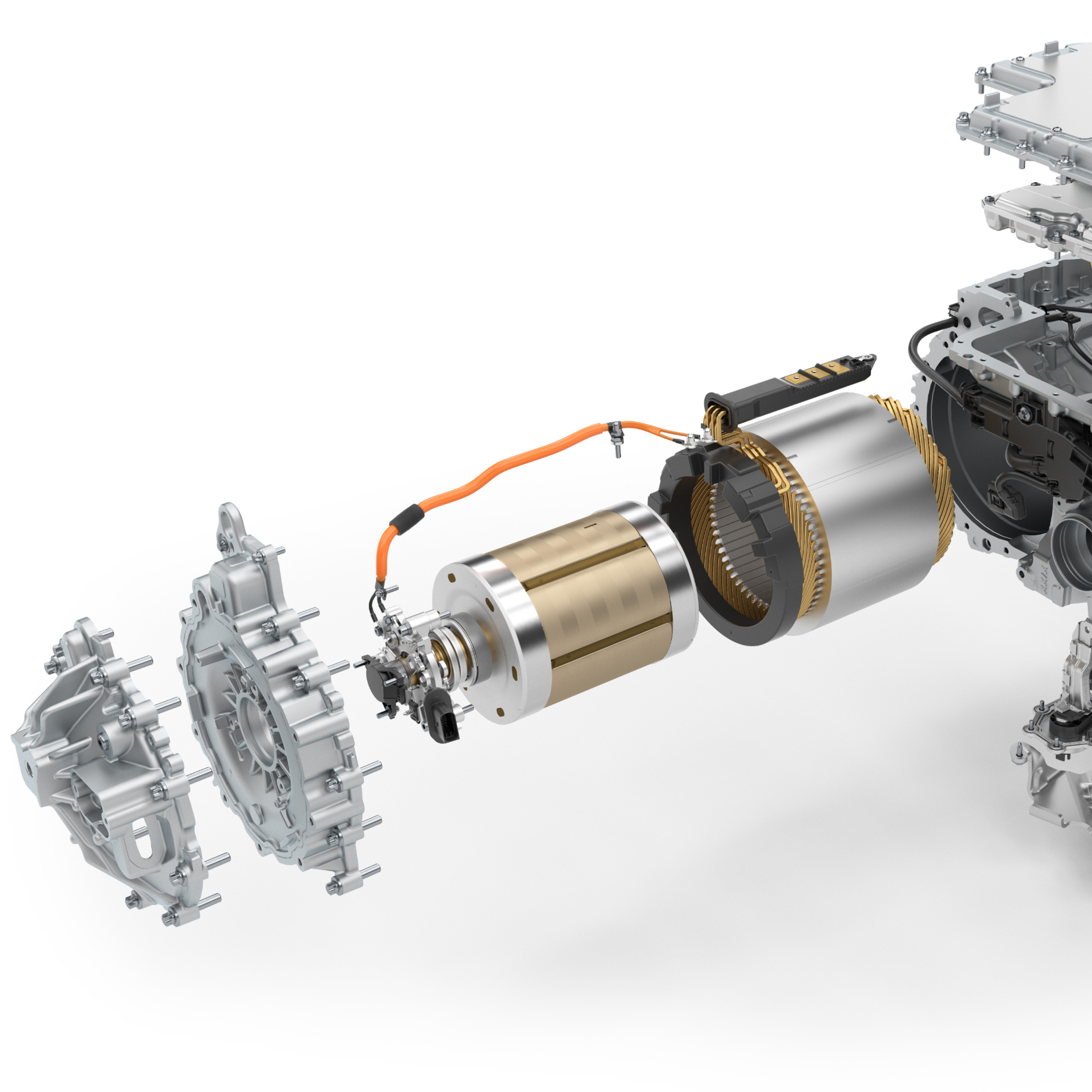 Die Schemazeichnung eines stromerregten Synchronmotors auseinandergebaut