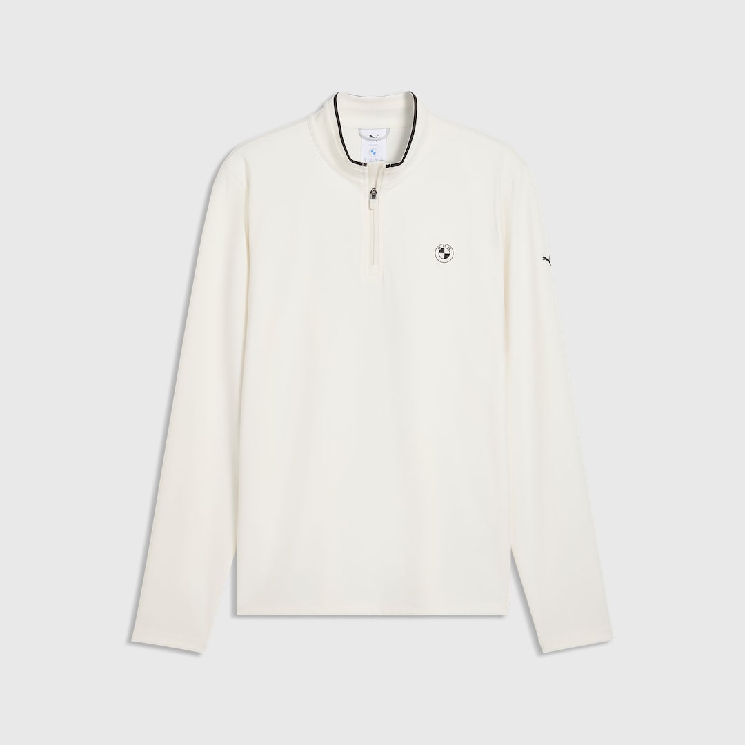 View in full screen BMW Golf Cloudspun Pixel Logo Quarter Zip  White 1